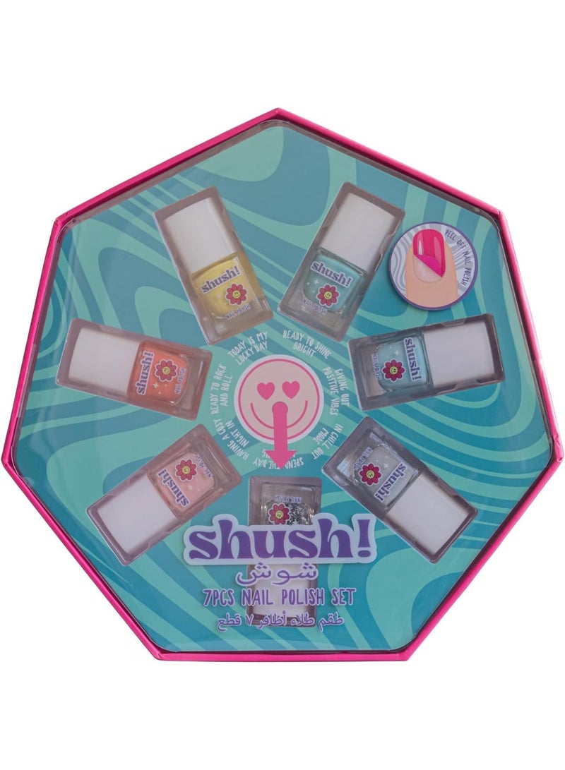 Shush! 7‑Pc Nail Polish Set – Non‑Toxic, Water‑Based - Age 5+ - Image 1