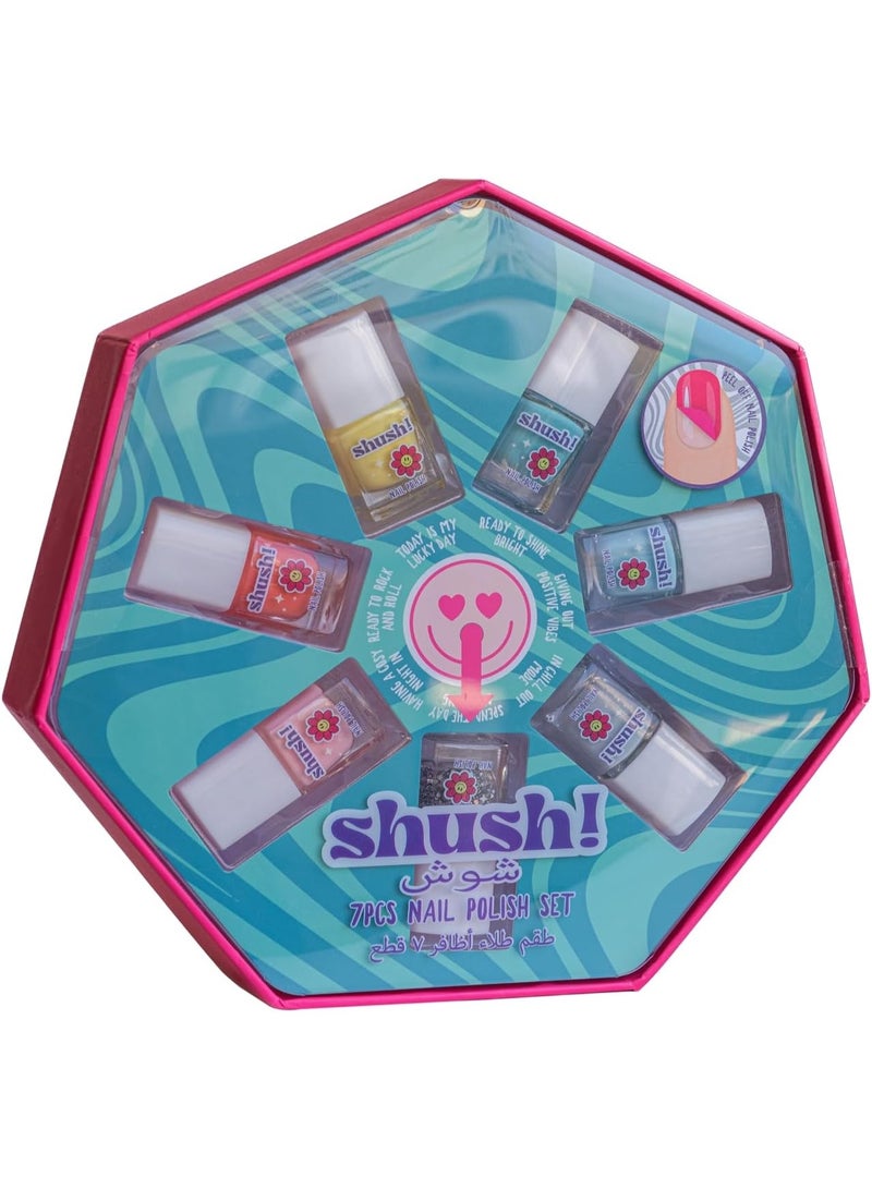 Shush! 7‑Pc Nail Polish Set – Non‑Toxic, Water‑Based - Age 5+ - Image 3