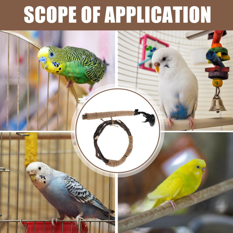 Natural Wood Parrot Perch Stand With Large Suction Cup For Indoor And Outdoor Use - Image 4