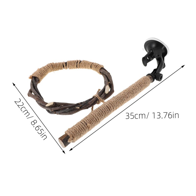 Natural Wood Parrot Perch Stand With Large Suction Cup For Indoor And Outdoor Use - Image 3