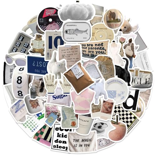 ZJSXINDI Stickers Aesthetic Waterproof Laptop Stickers Decals 57 Pcs for Water Bottle Laptop Computer Skateboard Bumper,Aesthetic Vsco Vinyl Stickers for Kids Teens Girls (Khaki) - Image 2