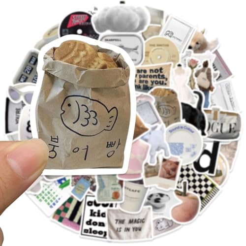 ZJSXINDI Stickers Aesthetic Waterproof Laptop Stickers Decals 57 Pcs for Water Bottle Laptop Computer Skateboard Bumper,Aesthetic Vsco Vinyl Stickers for Kids Teens Girls (Khaki) - Image 3