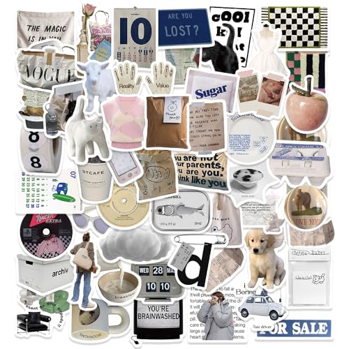 ZJSXINDI Stickers Aesthetic Waterproof Laptop Stickers Decals 57 Pcs for Water Bottle Laptop Computer Skateboard Bumper,Aesthetic Vsco Vinyl Stickers for Kids Teens Girls (Khaki) - Image 1