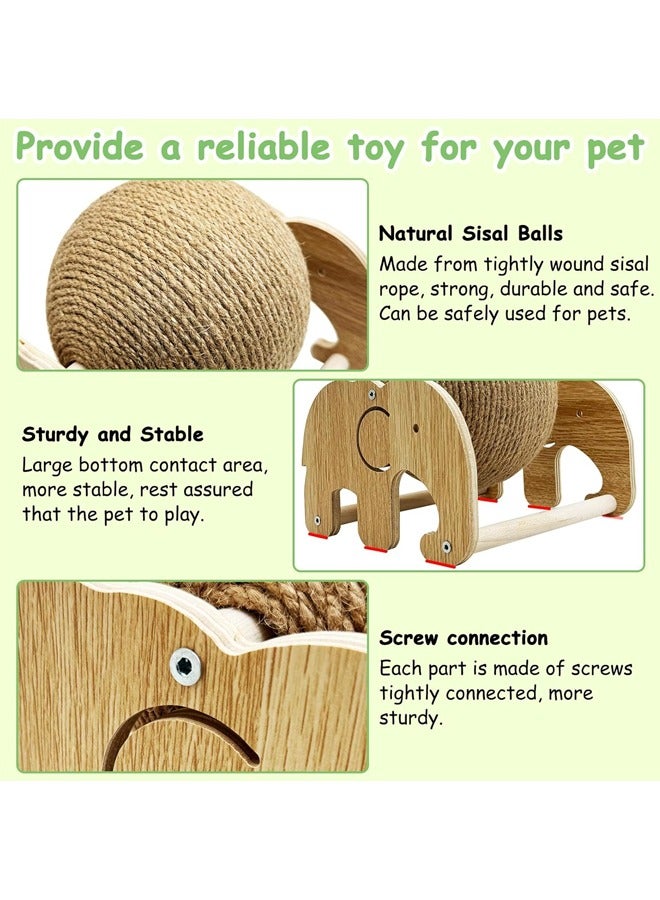 Cat Scratching Post, Cat Scratch Toy, Natural Sisal Cat Scratching Ball Cute Sisal Rope Cat Scratcher Rotating Ball Interactive Toys Nail Scratching Post for Indoor Cats,Let Your Kitties Scratch,Play & Rest Cardboard Cat House Easy to Assemble - Image 4