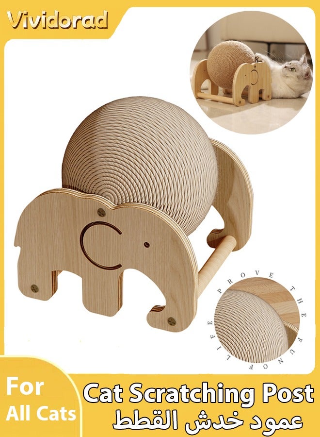 Cat Scratching Post, Cat Scratch Toy, Natural Sisal Cat Scratching Ball Cute Sisal Rope Cat Scratcher Rotating Ball Interactive Toys Nail Scratching Post for Indoor Cats,Let Your Kitties Scratch,Play & Rest Cardboard Cat House Easy to Assemble - Image 1