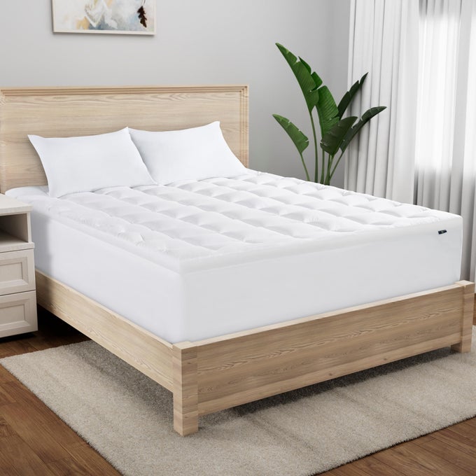 MEMORY FLEX SOFT QUEEN MATTRESS TOPPER 2 PILLOW TOP MATTRESS PAD CUSHIONING STAIN RESISTANT MATTRESS PROTECTOR WITH 15 POCKET FOR SECURE FIT MACHINE WASHABLE WHITE