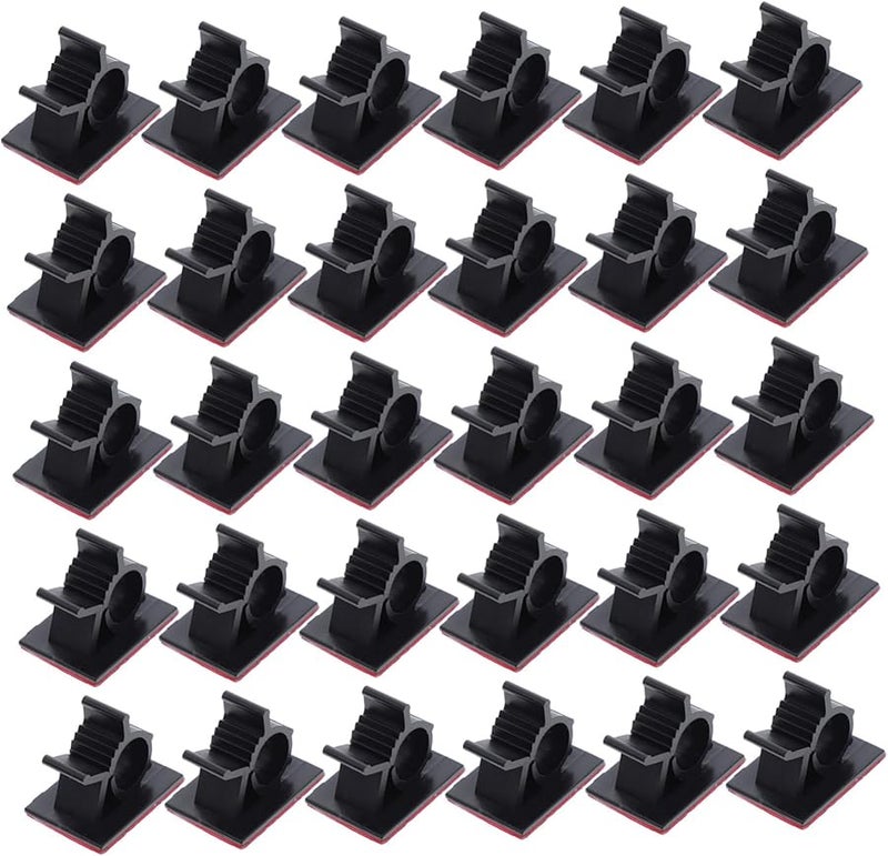 Black Acrylic Adhesive Cable Clips 30pcs Adjustable Cord Holders for Desk Cable Management - Image 2