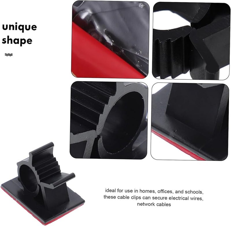Black Acrylic Adhesive Cable Clips 30pcs Adjustable Cord Holders for Desk Cable Management - Image 4
