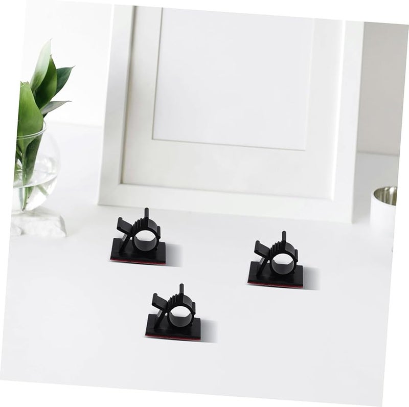 Black Acrylic Adhesive Cable Clips 30pcs Adjustable Cord Holders for Desk Cable Management - Image 5