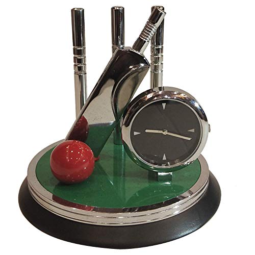 Saugat Traders Metal Analog Cricket Clock Showpiece And Cricket Keychain For Office & Home - Birthday Gift For Men & Boys, 10 Cm X 10 Cm,Green - Image 2