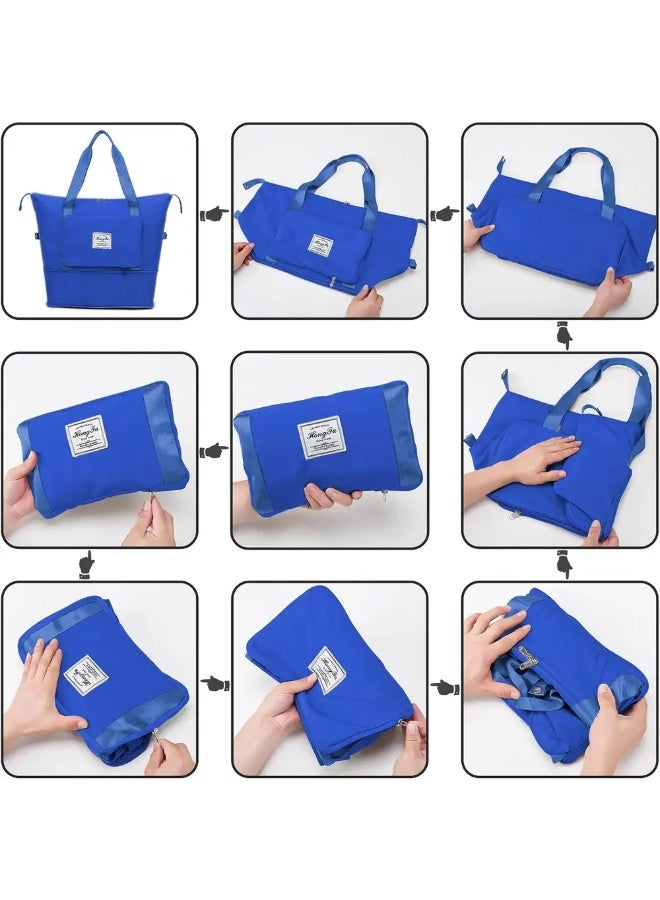 شنطة سفر دفل هوسي مقاومة للماء بجيب للمبلل - أزرق - Image 1
