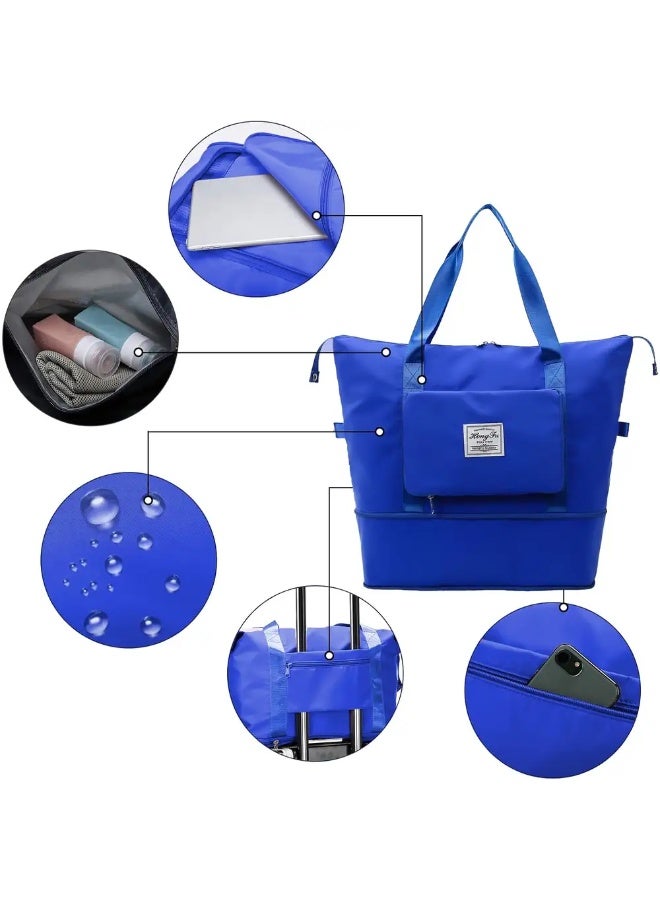 شنطة سفر دفل هوسي مقاومة للماء بجيب للمبلل - أزرق - Image 3