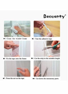 KASTWAVE DIY Self-adhesive Window Screen, Netting with Hook Sticky Tape and Cleaning Brush, Upgrade Encryption Removable Bug and Mosquito Mosquito Net for Windows, Adjustable Fits Any Size (1.5M x 2M, White)  - Image 5