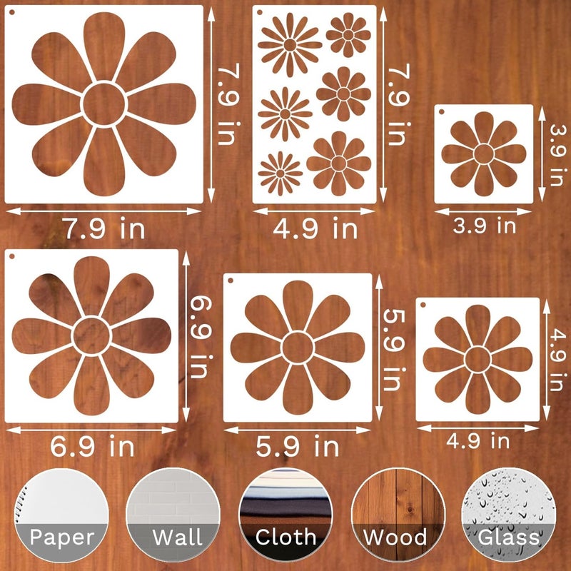 Duozea Large Flower Stencils for Painting, Plastic Reusable Floral Paint Stencils for Crafts Wood Burning Drawing Painting on Wall Wood Canvas - Image 5