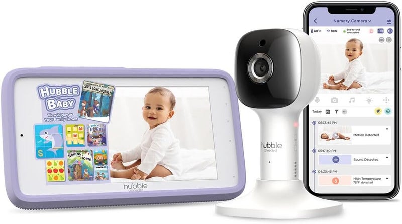 HUBBLE CONNECTED Nursery Pal Cloud Touch Smart WiFi Enabled Baby Monitor with 5 Inch HD Color Touchscreen Parent Unit Plus Preloaded Soothing Sounds Lullabies and Stories White - Image 1