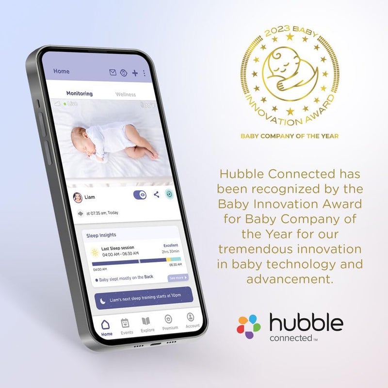 HUBBLE CONNECTED Nursery Pal Cloud Touch Smart WiFi Enabled Baby Monitor with 5 Inch HD Color Touchscreen Parent Unit Plus Preloaded Soothing Sounds Lullabies and Stories White - Image 5