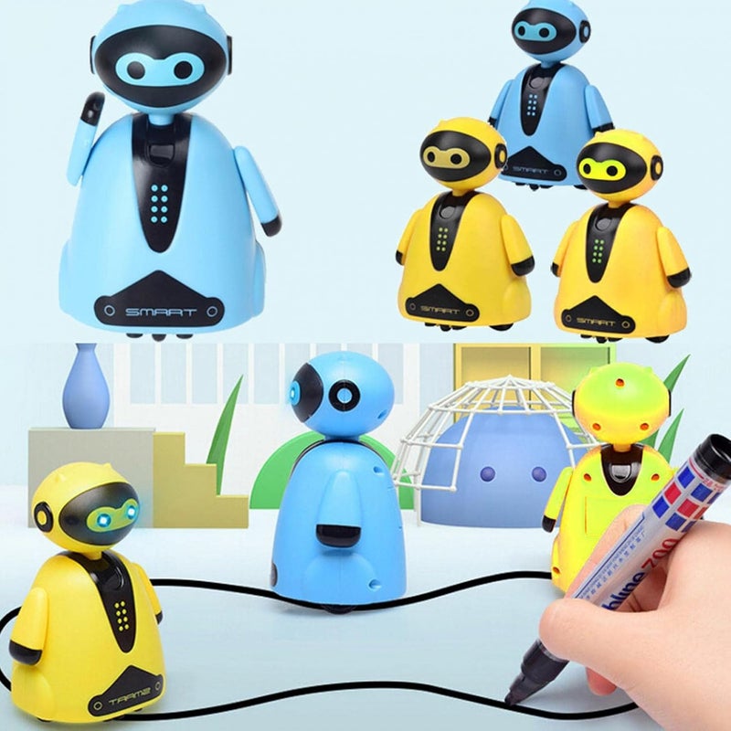 klarako Smart Pen Tracing RobotMini Magic Pen Inductive Robot Toy, Inductive Robot That Follows The Black Line You Draw,Great for Childrens (Yellow) - Image 4
