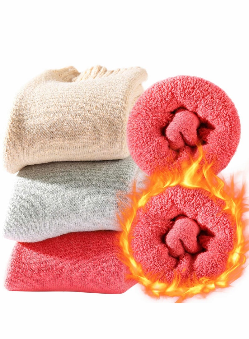 جوارب صوفية مريحة للنساء والرجال، 3 أزواج من الجوارب السميكة الدافئة لفصل الشتاء، تصميم مقاوم للرطوبة وقابل للتنفس - Image 1