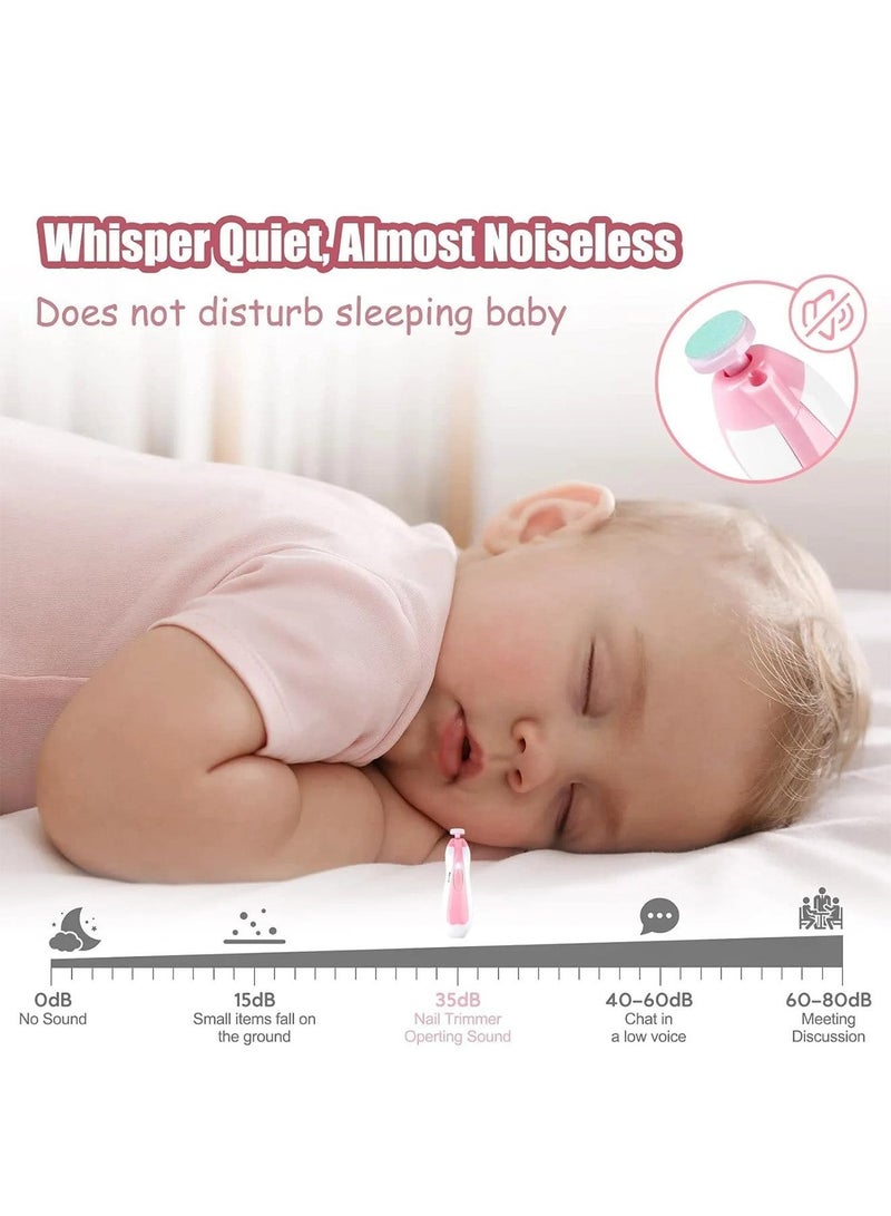 BoboCare Baby Nail Trimmer Electric Baby Nail File, 6-in-1 Nail Care Kit with LED Light & Dust Cover, Adjustable Speed Baby Nail Grinder for Newborns, Infants, Toddlers & Adults, Safe Fingernail and Toenail Trimmer, Pink - Image 5