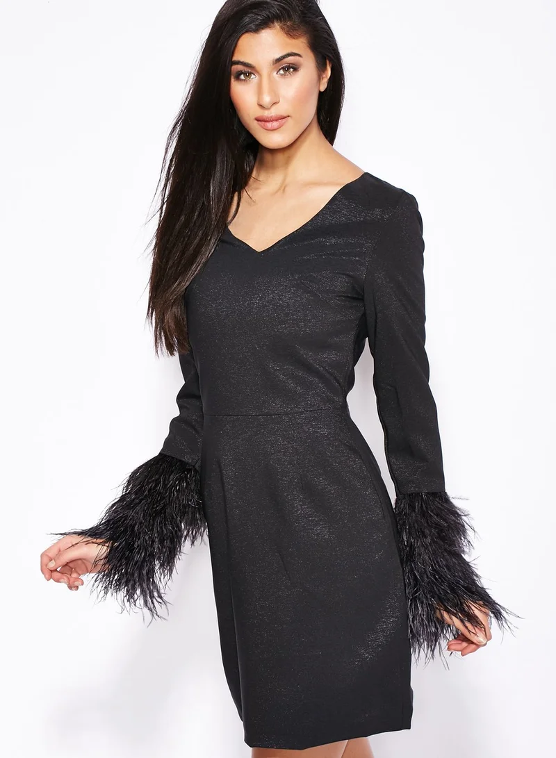 lavish alice Feather Cuff Shift Dress
