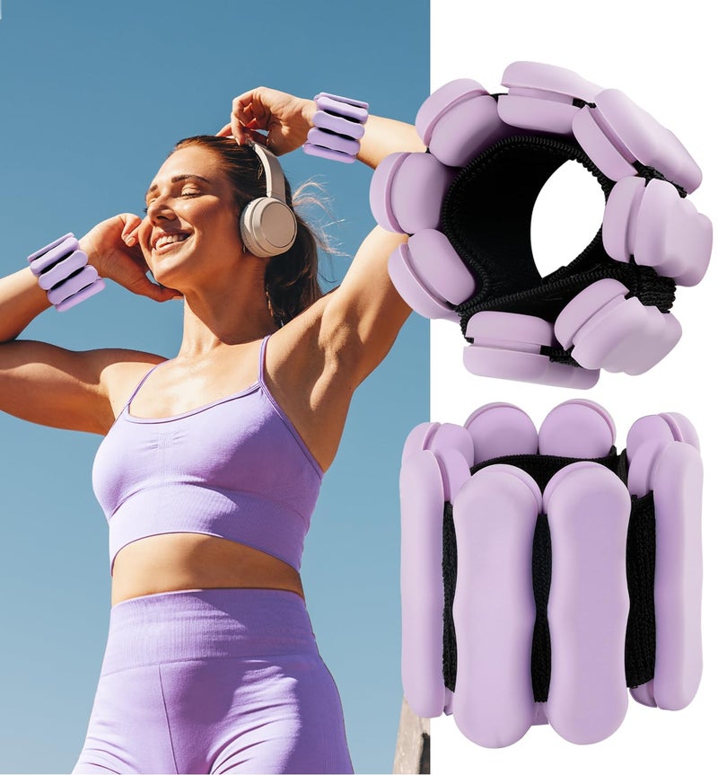 JORICY Wrist Weights, Ankle Weights for Women Men 2lb*2 Adjustable Arm Weights Wrist Weighted Bracelet for Home Gym Workout Running Yoga Exercise Strength Training Swimming Physical Therapy Purple - Image 1