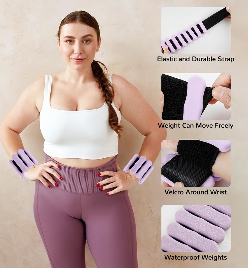 JORICY Wrist Weights, Ankle Weights for Women Men 2lb*2 Adjustable Arm Weights Wrist Weighted Bracelet for Home Gym Workout Running Yoga Exercise Strength Training Swimming Physical Therapy Purple - Image 4