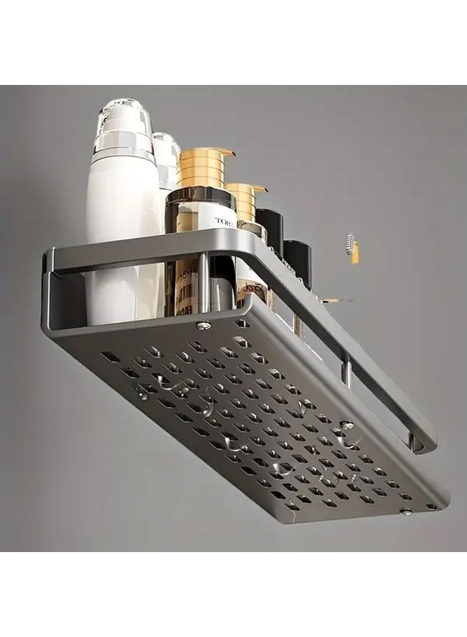 Black No Drill Wall Shelf Anti Fall Bathroom Vanity Organizer For Toiletries - Image 4