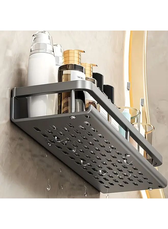 Black No Drill Wall Shelf Anti Fall Bathroom Vanity Organizer For Toiletries - Image 2