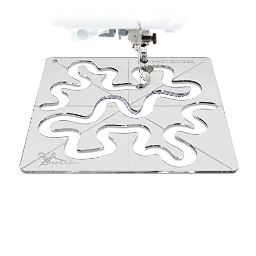 Beerrom Free-Motion Quilting Templates – 4mm Acrylic Meander Ruler for Domestic & Industrial Sewing Machines – Beginner Stencil for Easy Quilt Designs - Image 1