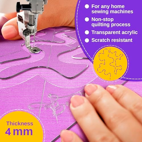 Beerrom Free-Motion Quilting Templates – 4mm Acrylic Meander Ruler for Domestic & Industrial Sewing Machines – Beginner Stencil for Easy Quilt Designs - Image 2