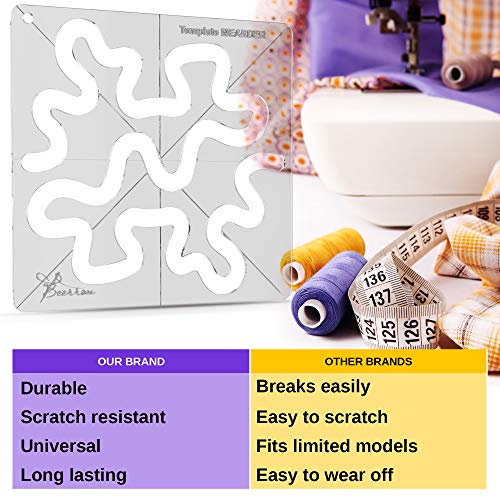 Beerrom Free-Motion Quilting Templates – 4mm Acrylic Meander Ruler for Domestic & Industrial Sewing Machines – Beginner Stencil for Easy Quilt Designs - Image 5