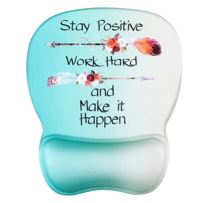 MROCO Ergonomic Mouse Pad with Gel Wrist Rest, Smooth Wrist Support Surface, Non-Slip PU Base for Pain Relief, Comfortable Mousepad for Computer, Laptop, Office & Home, 9.4 x 8.1 in, Feather Arrow - Image 1