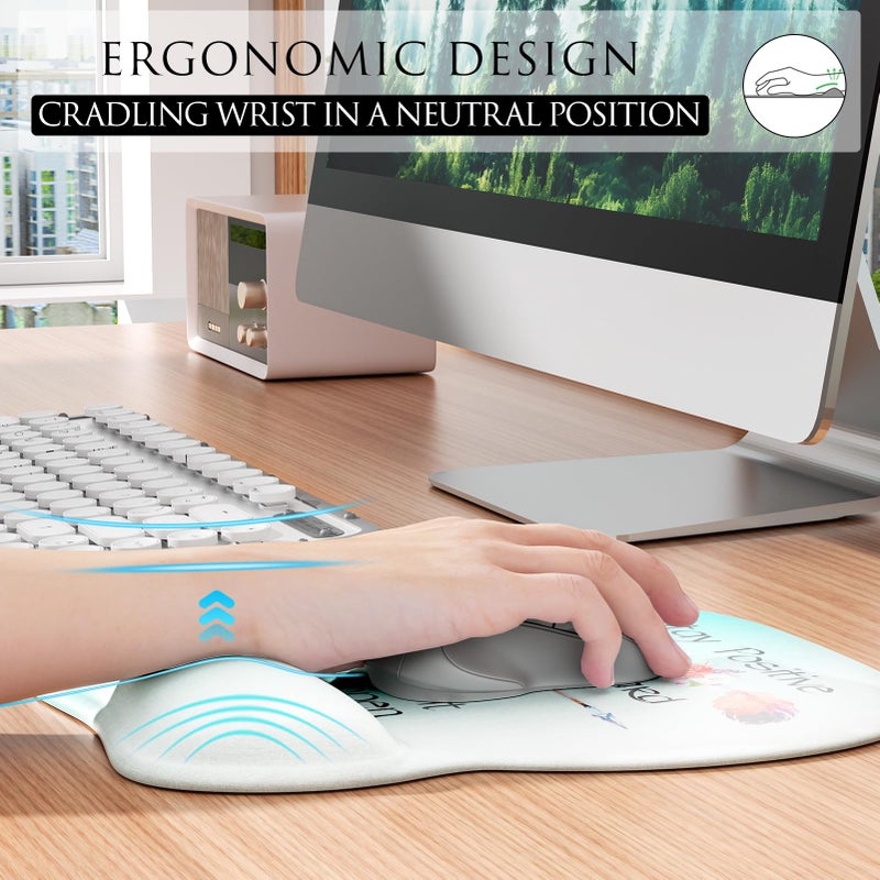 MROCO Ergonomic Mouse Pad with Gel Wrist Rest, Smooth Wrist Support Surface, Non-Slip PU Base for Pain Relief, Comfortable Mousepad for Computer, Laptop, Office & Home, 9.4 x 8.1 in, Feather Arrow - Image 4