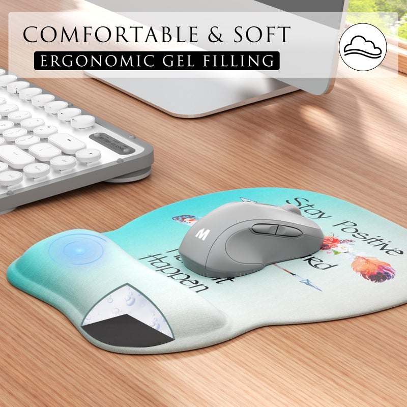MROCO Ergonomic Mouse Pad with Gel Wrist Rest, Smooth Wrist Support Surface, Non-Slip PU Base for Pain Relief, Comfortable Mousepad for Computer, Laptop, Office & Home, 9.4 x 8.1 in, Feather Arrow - Image 3