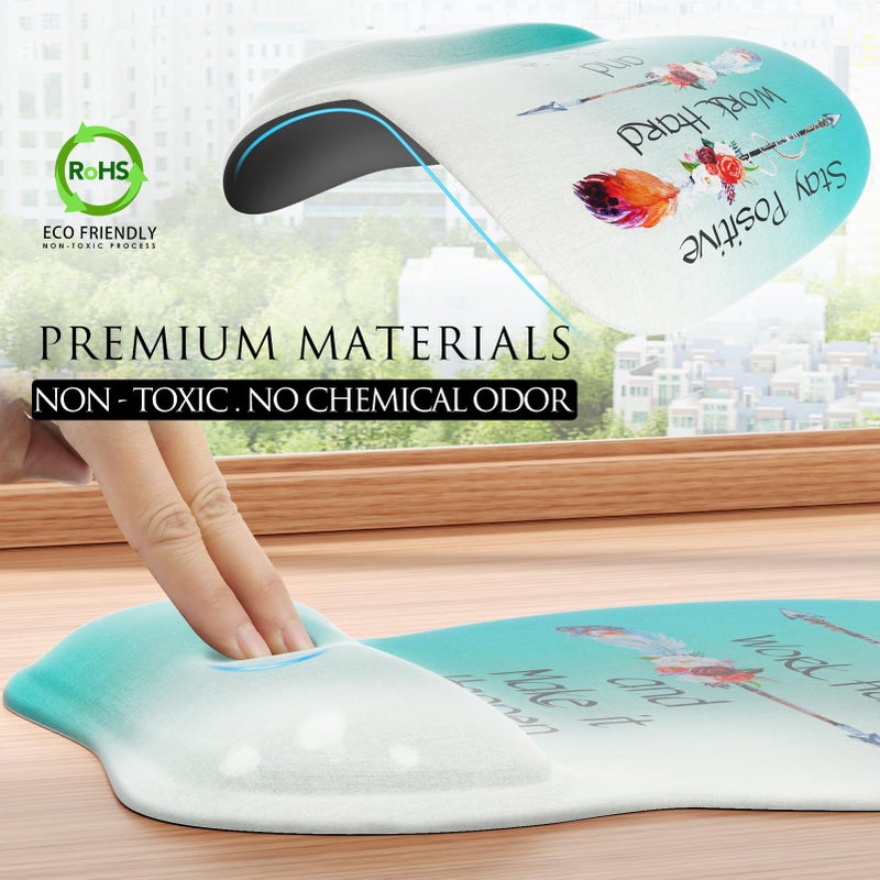 MROCO Ergonomic Mouse Pad with Gel Wrist Rest, Smooth Wrist Support Surface, Non-Slip PU Base for Pain Relief, Comfortable Mousepad for Computer, Laptop, Office & Home, 9.4 x 8.1 in, Feather Arrow - Image 5