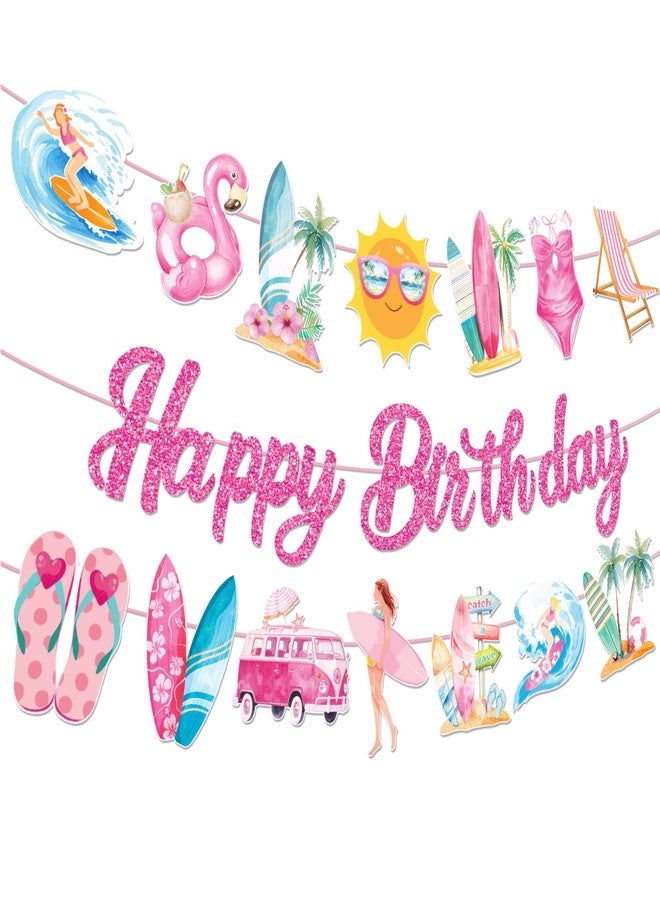 Lide Road 3Pcs Vintage Surfing Happy Birthday Banner Surfing Party Decorations Summer Surf Theme Party Banner Sign for Summer Surf Birthday Baby Shower Party Supplies - Image 2