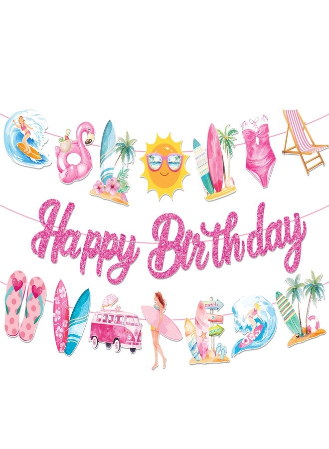 Lide Road 3Pcs Vintage Surfing Happy Birthday Banner Surfing Party Decorations Summer Surf Theme Party Banner Sign for Summer Surf Birthday Baby Shower Party Supplies - Image 1