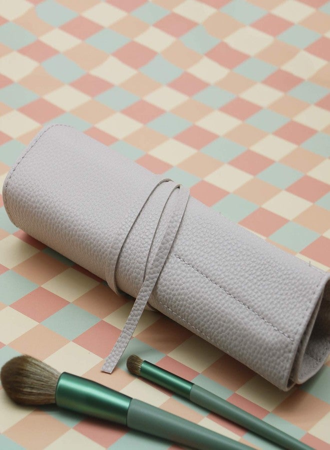Bird&Fish Makeup Brush Case Travel, Rolling Bag Storage Case PU Leather, Holder Organizer Pouch for Brushes, Cosmetic Bag (Gray) - Image 5