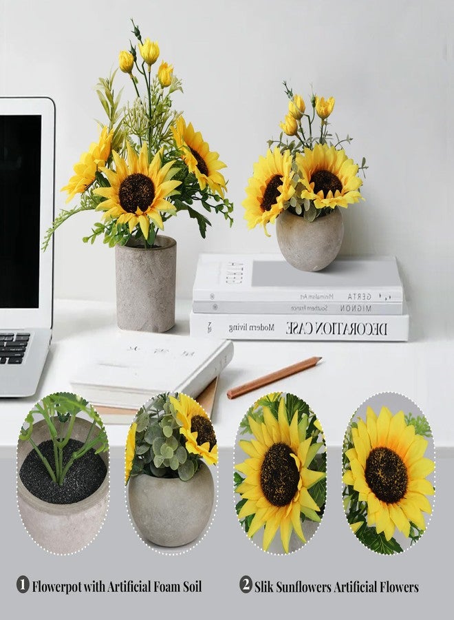 Leftover 2 Pcs Sunflowers Artificial Flowers in Pot,Fake Sunflowers Set,Artificial Sunflower Birthday Decorations,Sunflower Decor,Sunflower Kitchen Decor,Sunflower Centerpieces for Table,Home Decor - Image 5