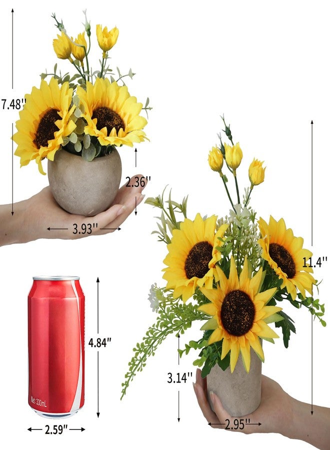 Leftover 2 Pcs Sunflowers Artificial Flowers in Pot,Fake Sunflowers Set,Artificial Sunflower Birthday Decorations,Sunflower Decor,Sunflower Kitchen Decor,Sunflower Centerpieces for Table,Home Decor - Image 2