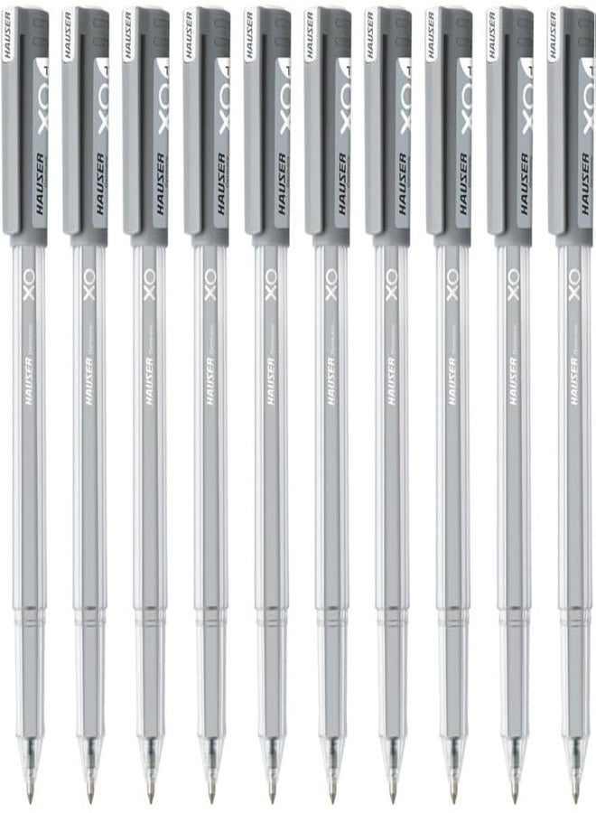 Hauser Germany Xo Jumbo 0.6 Mm Gel Pen|Quick Dry Ink With Long Writing Jumbo Refill|Transparent Body With Low-Viscosity Ink System,Smooth,Sturdy & Refillable Pen|Black Ink,Pack Of 10 Pens - Image 1