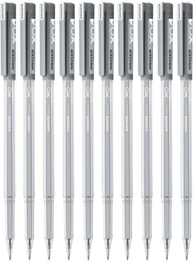 Hauser Germany Xo Jumbo 0.6 Mm Gel Pen|Quick Dry Ink With Long Writing Jumbo Refill|Transparent Body With Low-Viscosity Ink System,Smooth,Sturdy & Refillable Pen|Black Ink,Pack Of 10 Pens - Image 2