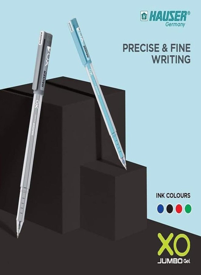 Hauser Germany Xo Jumbo 0.6 Mm Gel Pen|Quick Dry Ink With Long Writing Jumbo Refill|Transparent Body With Low-Viscosity Ink System,Smooth,Sturdy & Refillable Pen|Black Ink,Pack Of 10 Pens - Image 5