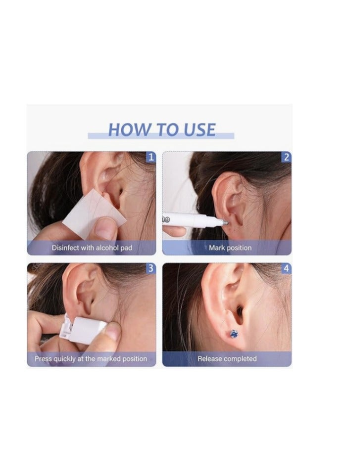 12 Pairs No Pain Ear Piercing Kit, Disposable Self Piercing Gun with 24Pcs Ear Studs & Cleaning Tools, Portable Nose Ear Piercer for Home Household Use, Safe Easy-to-Use Body Piercing Tools for Men Women（216） - Image 3