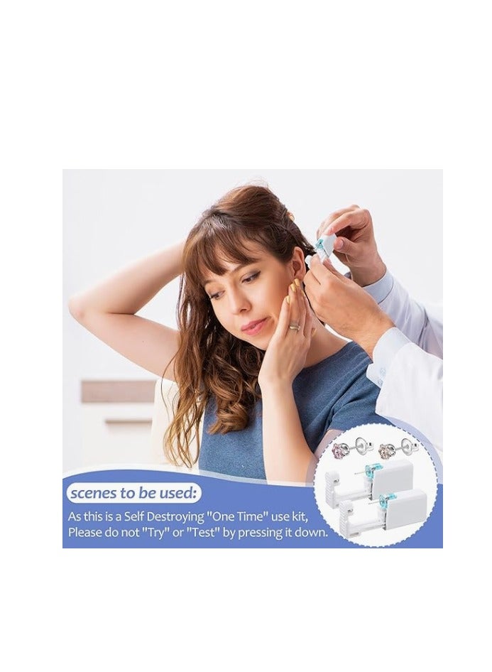12 Pairs No Pain Ear Piercing Kit, Disposable Self Piercing Gun with 24Pcs Ear Studs & Cleaning Tools, Portable Nose Ear Piercer for Home Household Use, Safe Easy-to-Use Body Piercing Tools for Men Women（216） - Image 4