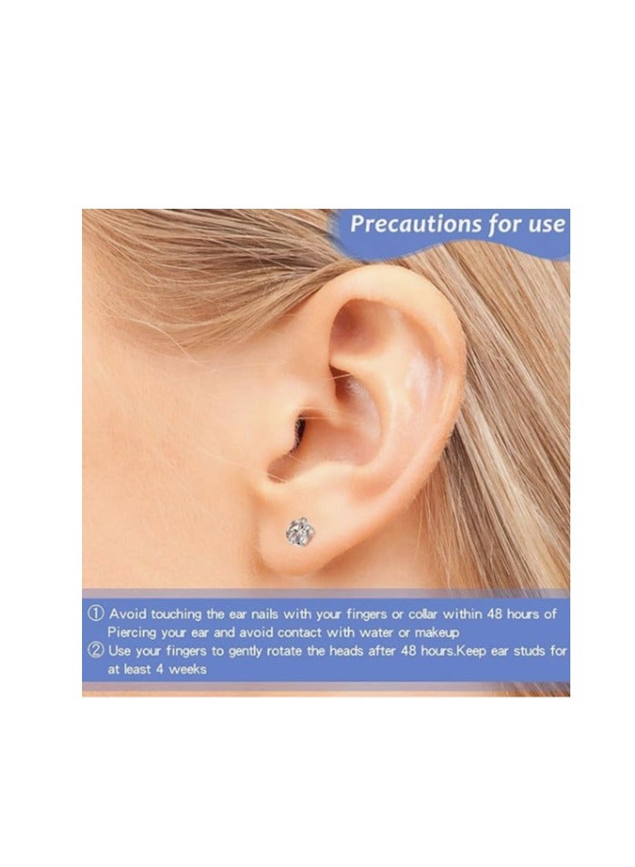 12 Pairs No Pain Ear Piercing Kit, Disposable Self Piercing Gun with 24Pcs Ear Studs & Cleaning Tools, Portable Nose Ear Piercer for Home Household Use, Safe Easy-to-Use Body Piercing Tools for Men Women（216） - Image 5