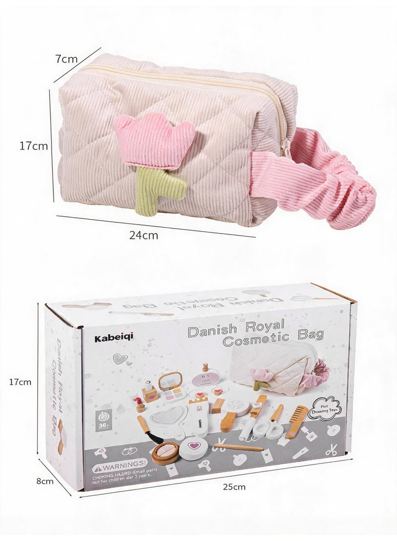 14-piece make-up case, girl's wooden make-up toy, children's make-up and hairdressing set made of wood, make-up set made of wood for children's role play, gifts from 3 4 5 years girls - Image 5