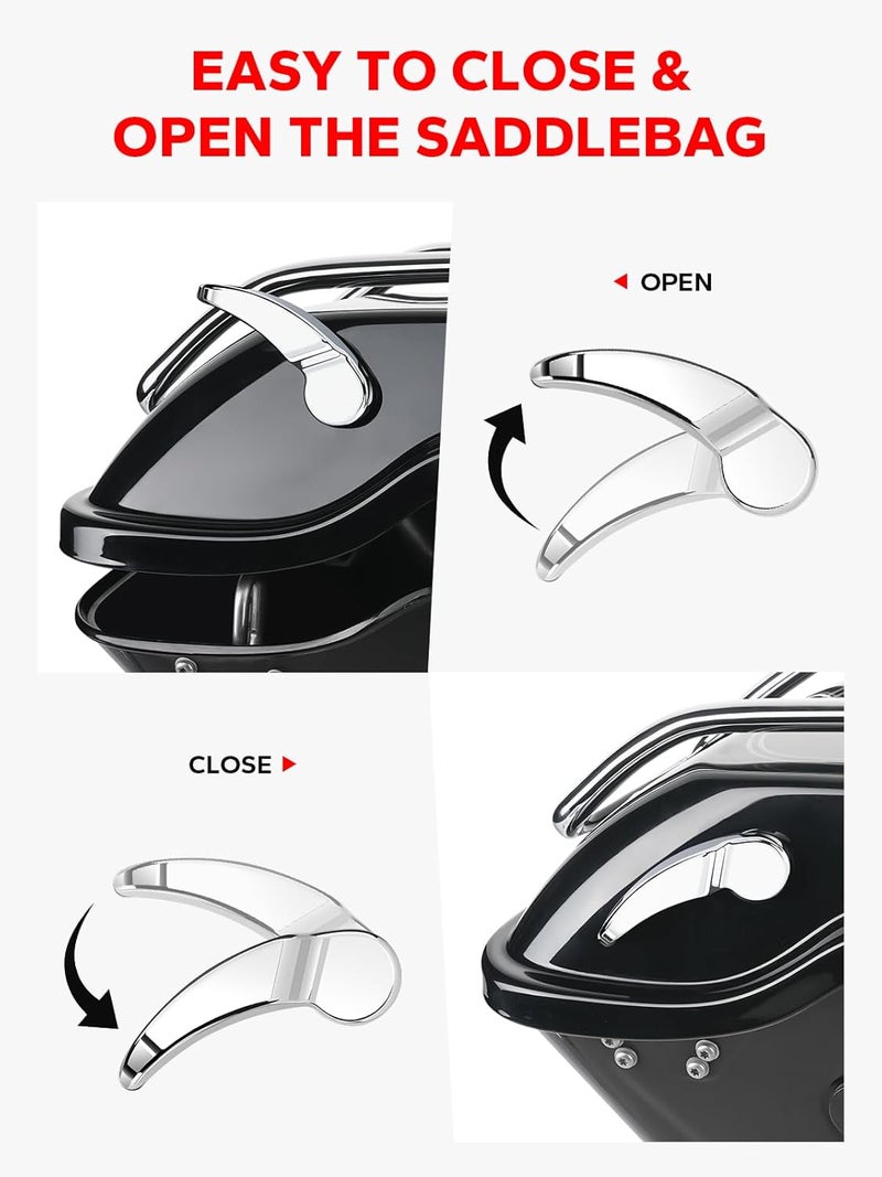 Amazicha Chrome Aluminum Saddlebag Saddle Bag Latch Kit Lid Lifter Compatible for Harley Davidson Touring Street Glide Electra Glide Road Glide Road King 2014-2024 - Image 4
