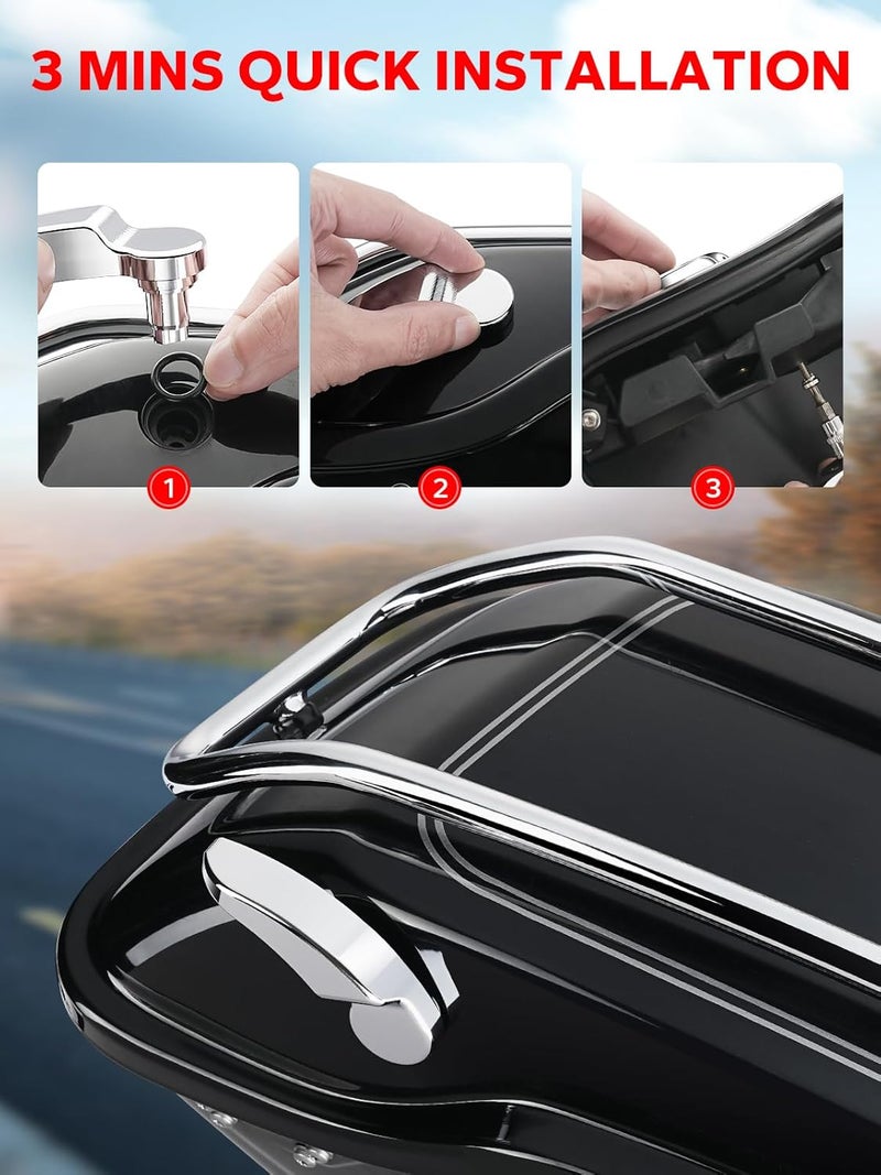 Amazicha Chrome Aluminum Saddlebag Saddle Bag Latch Kit Lid Lifter Compatible for Harley Davidson Touring Street Glide Electra Glide Road Glide Road King 2014-2024 - Image 5