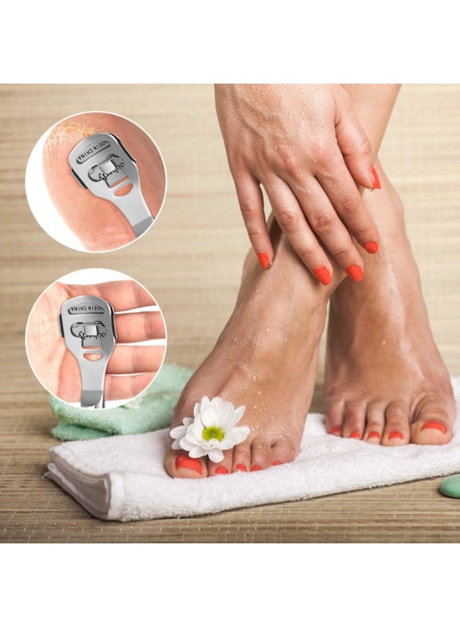 2 Pieces Stainless Steel Pedicure Foot File Callus Remover Foot Scrubber Rasp with 20 Replaceable Coarse/Fine Double Side Reusable Pads for Care Cracked Skin Callus Remover Tool(Silver) - Image 4